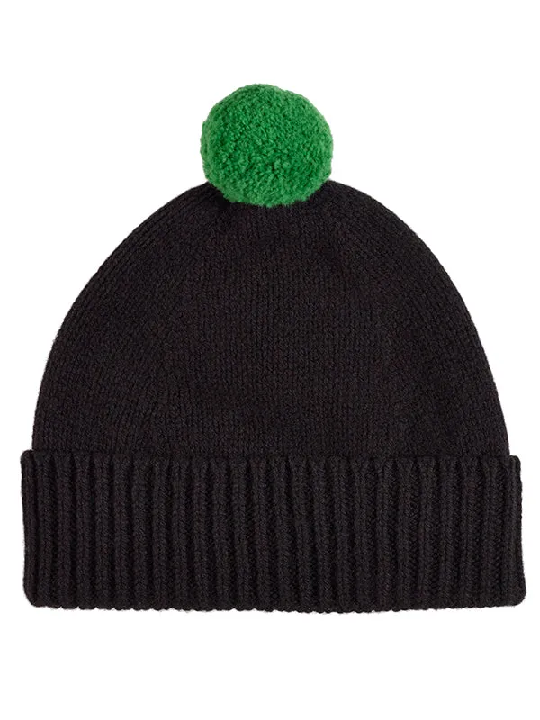 Plain Hat Contrast Pompom Poppy