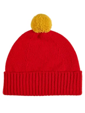 Plain Hat Contrast Pompom Poppy