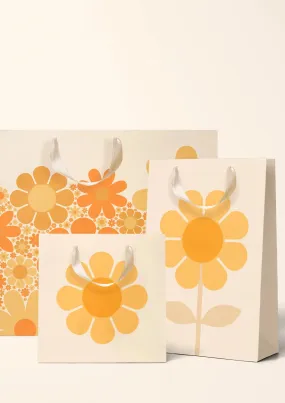 Retro Flower Gift Bags in Marigold