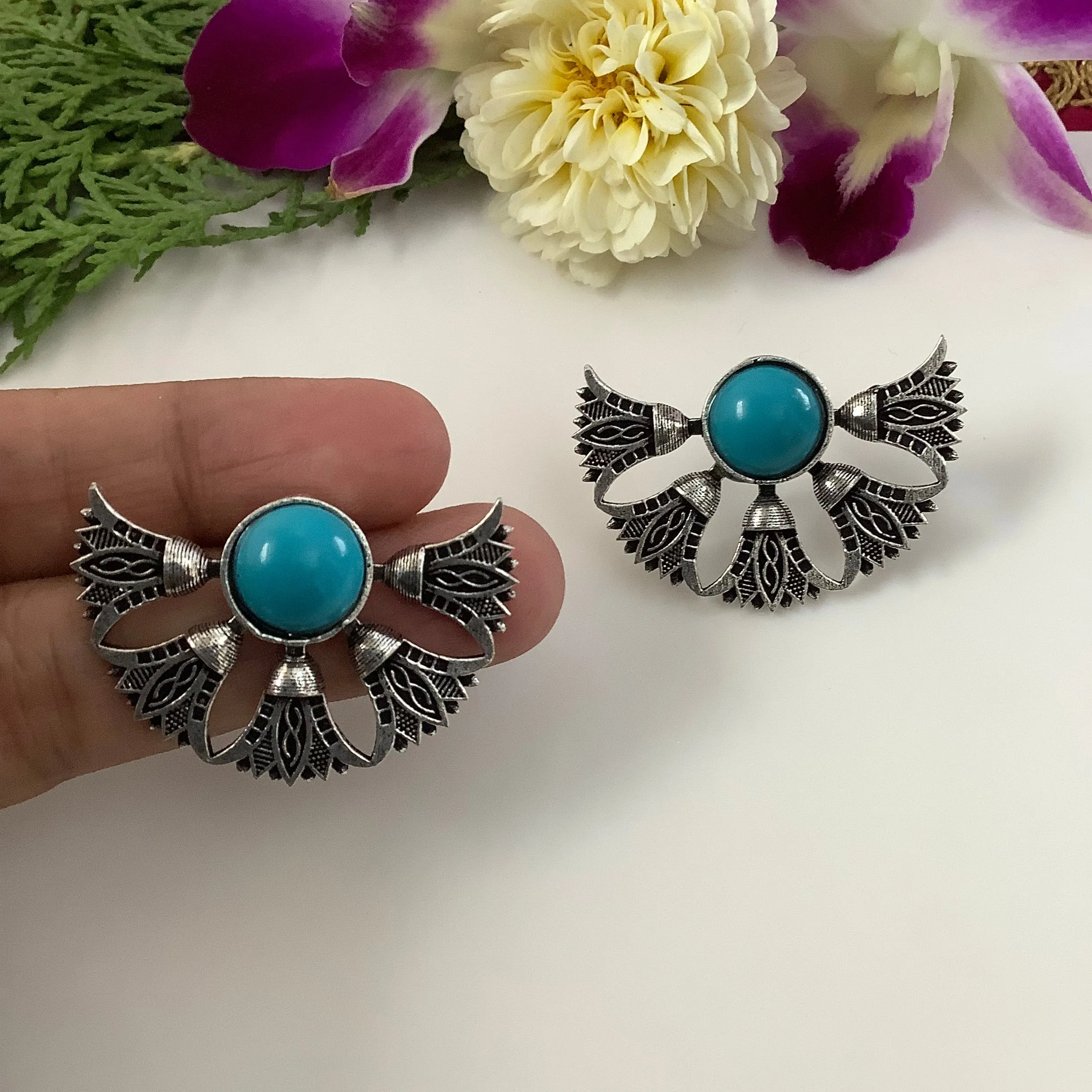 Salvanity German Silver Fairy Wings Earrings