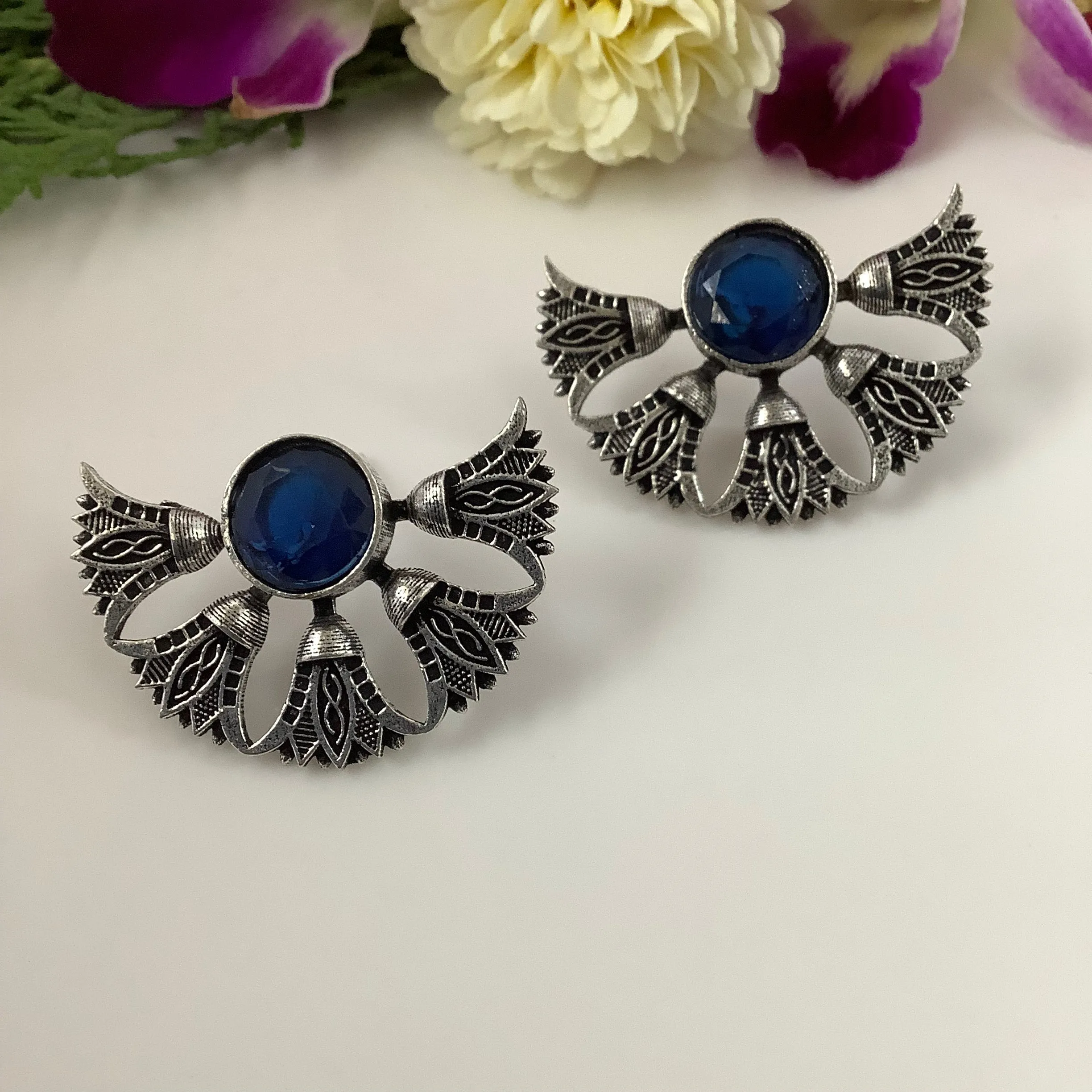 Salvanity German Silver Fairy Wings Earrings