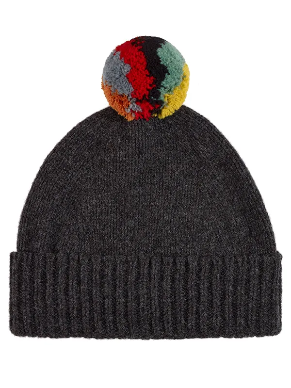 Shaggy Pompom Hat Black