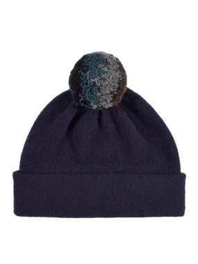 Shaggy Pompom Hat Nero Navy