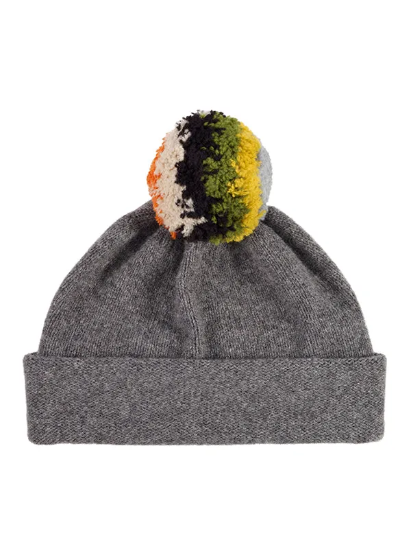 Shaggy Pompom Hat Nero Navy