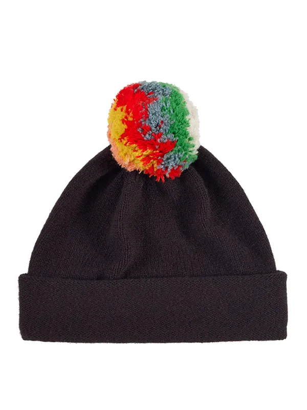 Shaggy Pompom Hat Nero Navy