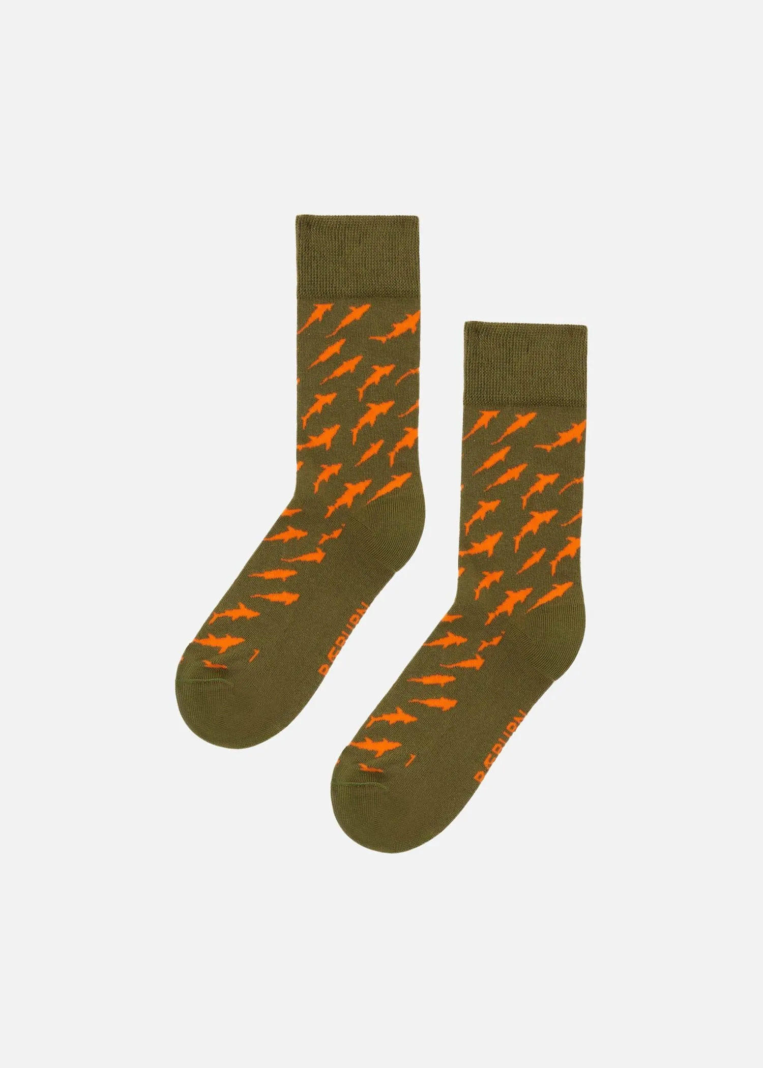 SHARK SOCKS OLIVE w/ORANGE