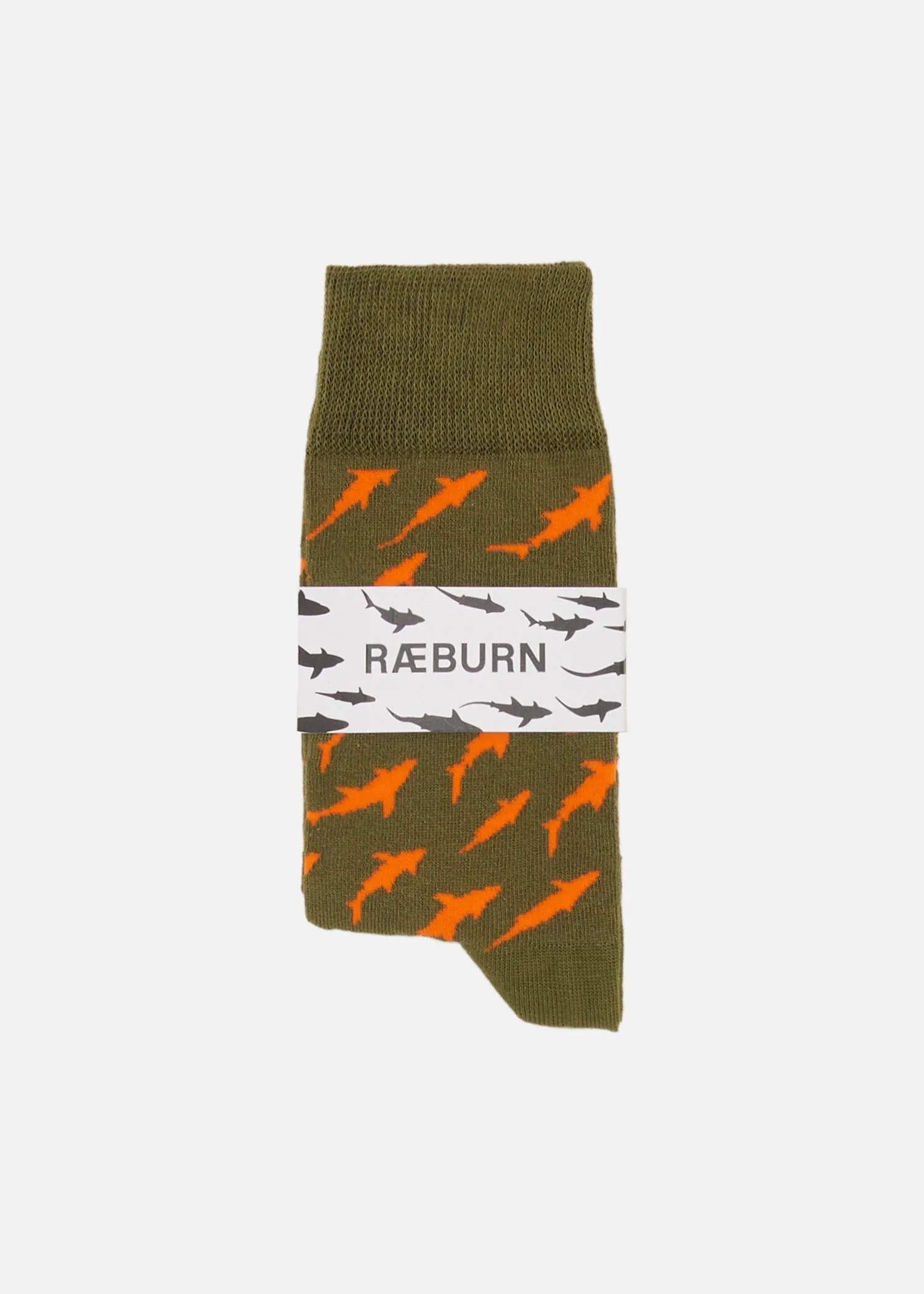 SHARK SOCKS OLIVE w/ORANGE