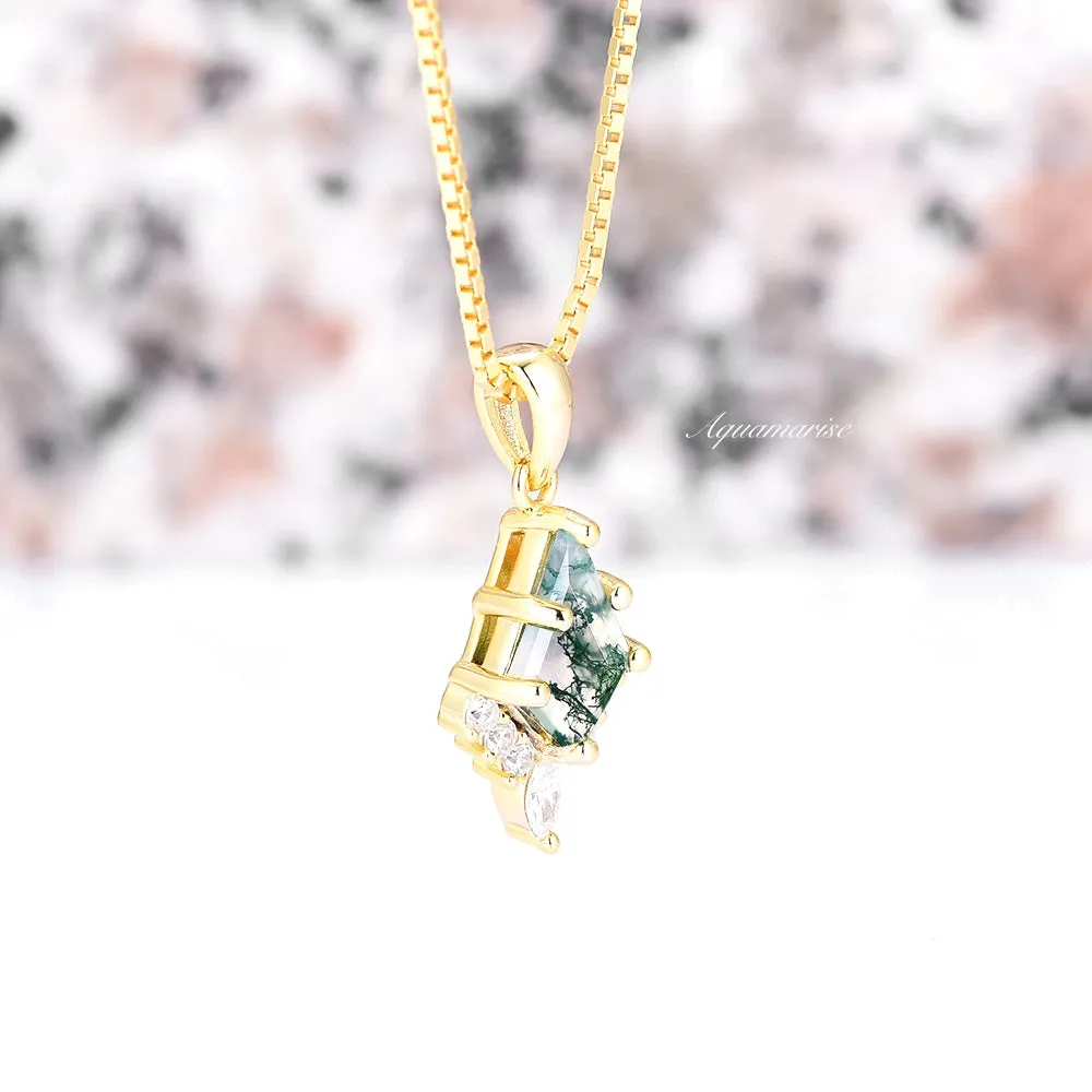 Skye Kite Green Moss Agate Necklace- 14K Yellow Gold Vermeil