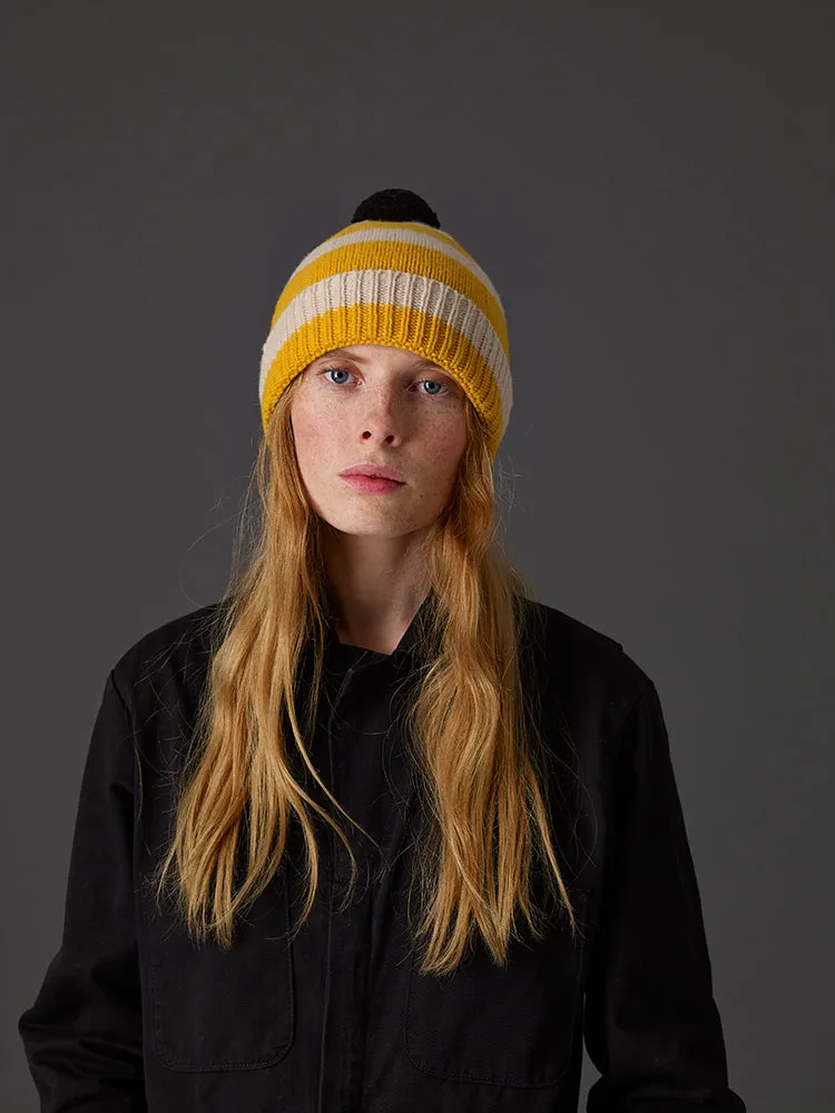 Stripe Pompom Hat Golden Eye & Oatmeal Sample Sale