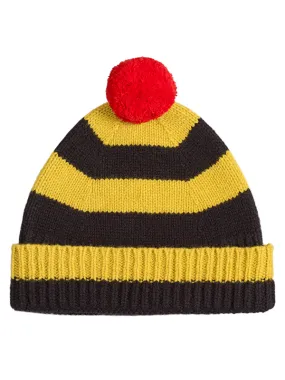 Stripe Pompom Hat Turmeric & Black Sample Sale