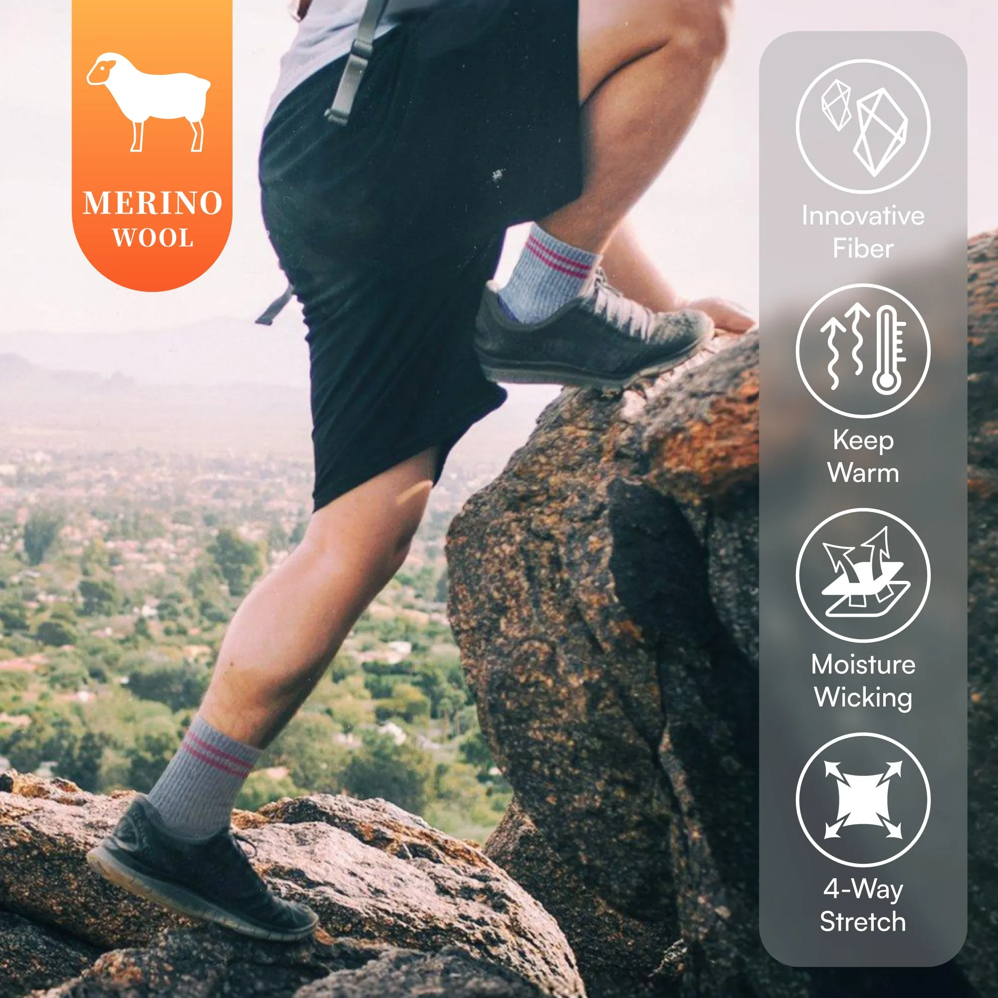 Unisex Merino Wool Hiking Socks