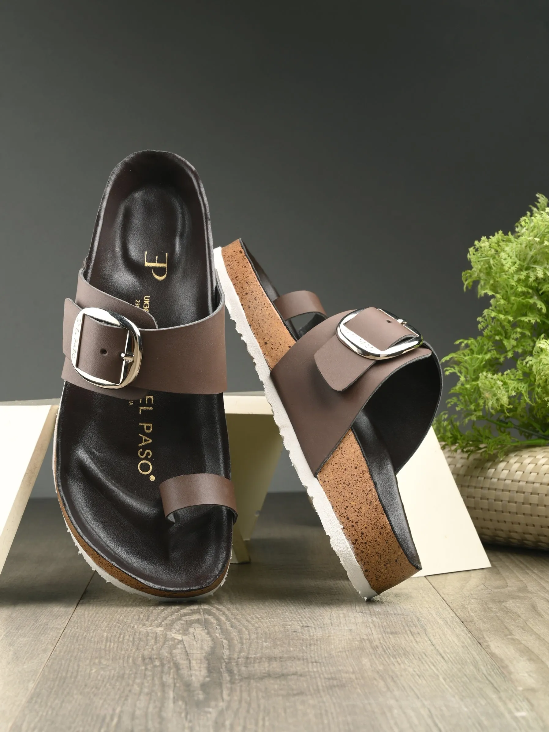 Walnut Buckle Platform For Women