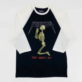 Yeezus Tour 2014 Bonnaroo Baseball Tee In Black/White