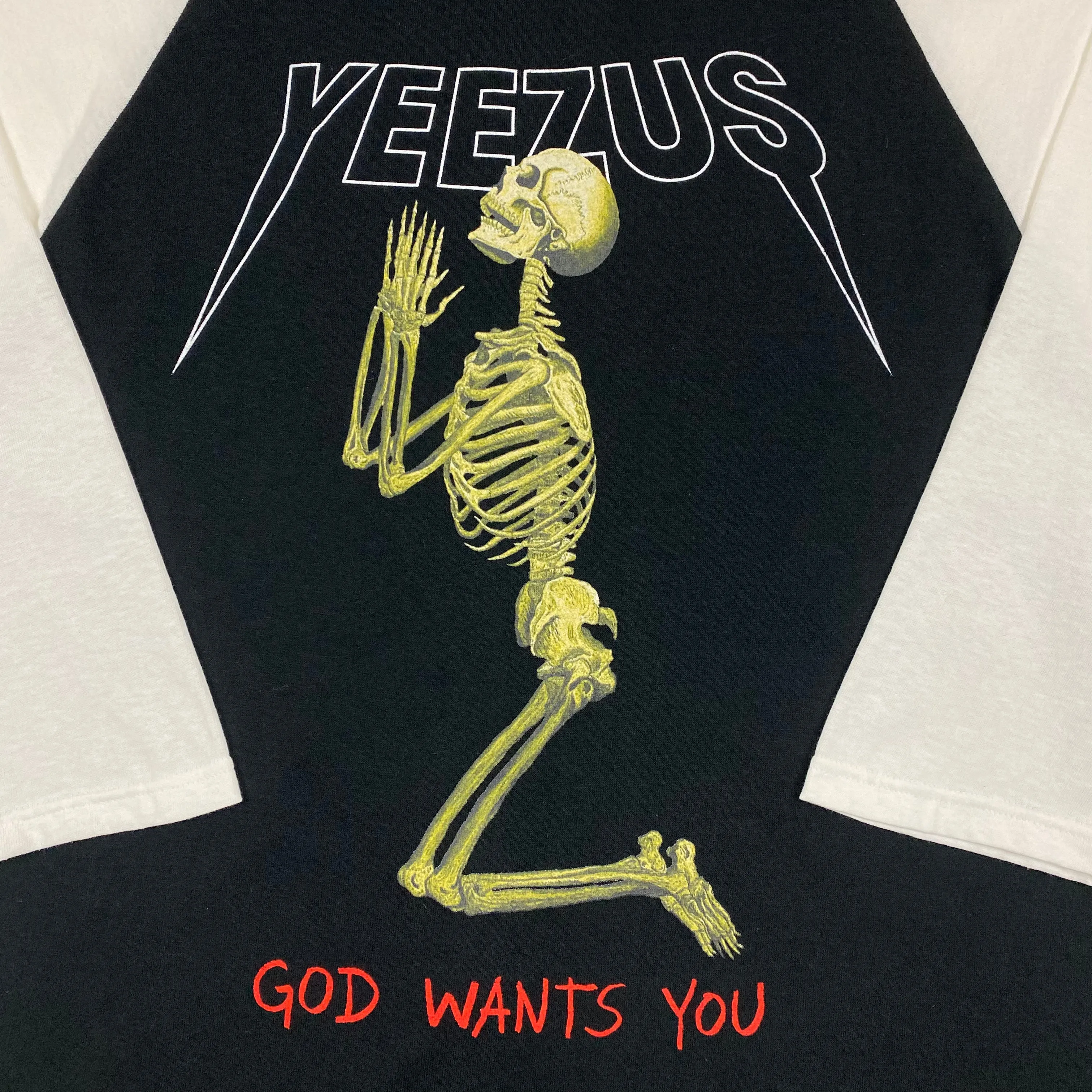 Yeezus Tour 2014 Bonnaroo Baseball Tee In Black/White